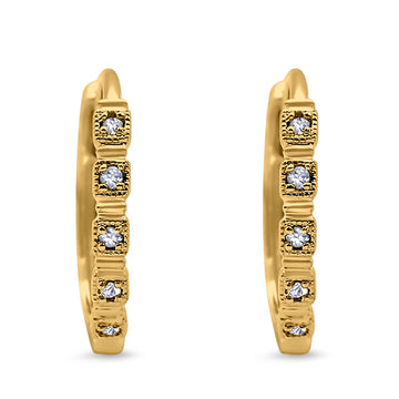 14K Yellow Gold .07ct Diamond Hoop Huggie Earrings